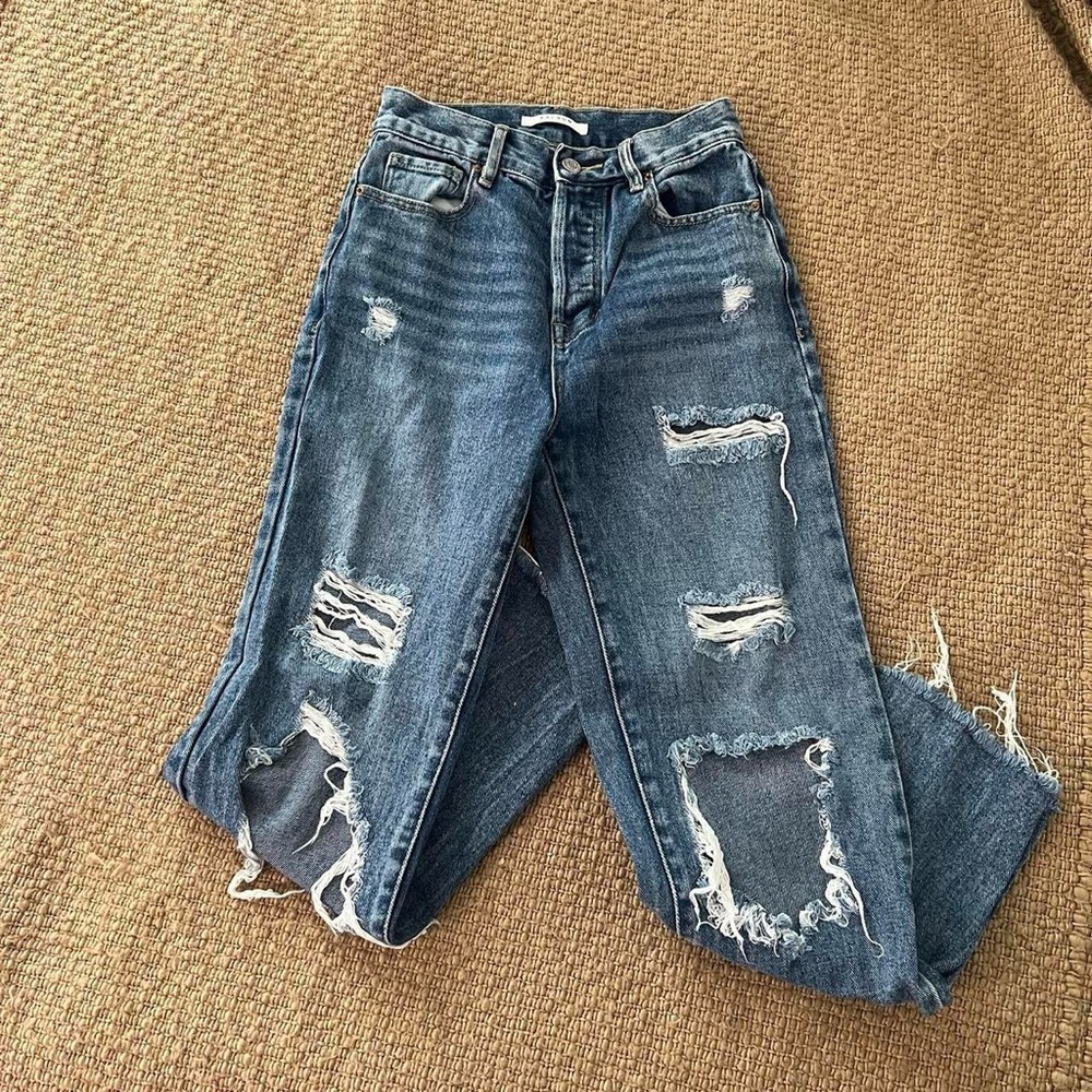 Pacsun High Rise Straight Distressed Jeans